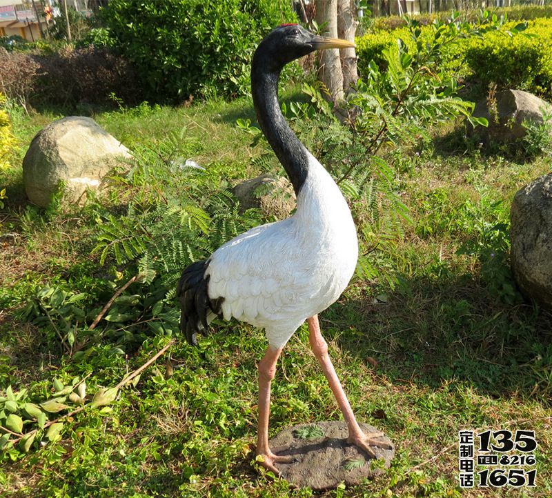 戶外玻璃鋼彩繪仿真動(dòng)物公園景觀仙鶴雕塑