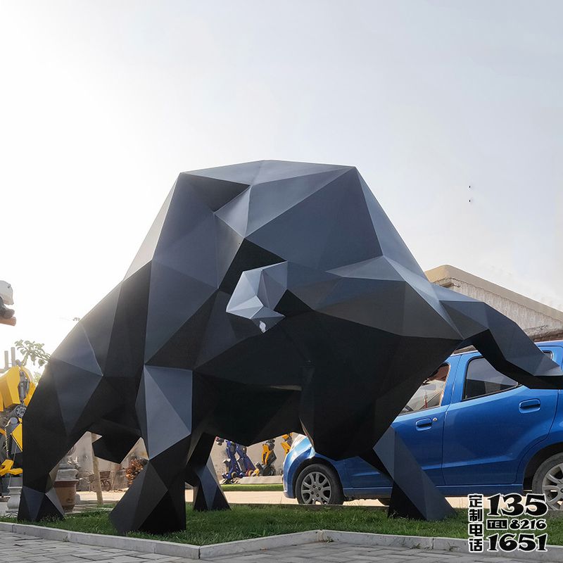 公園景區(qū)大型戶外景觀玻璃鋼幾何華爾街牛雕塑